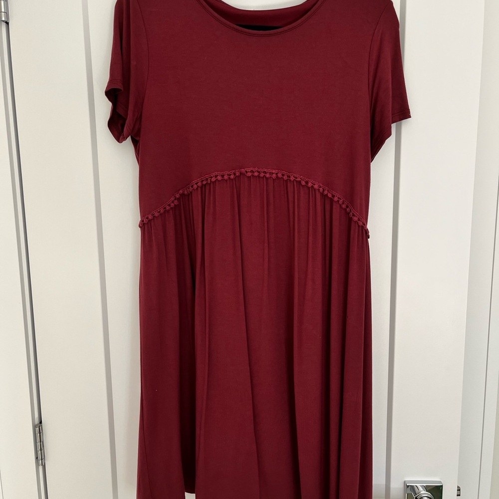 Burgundy Short Sleeve Dress
